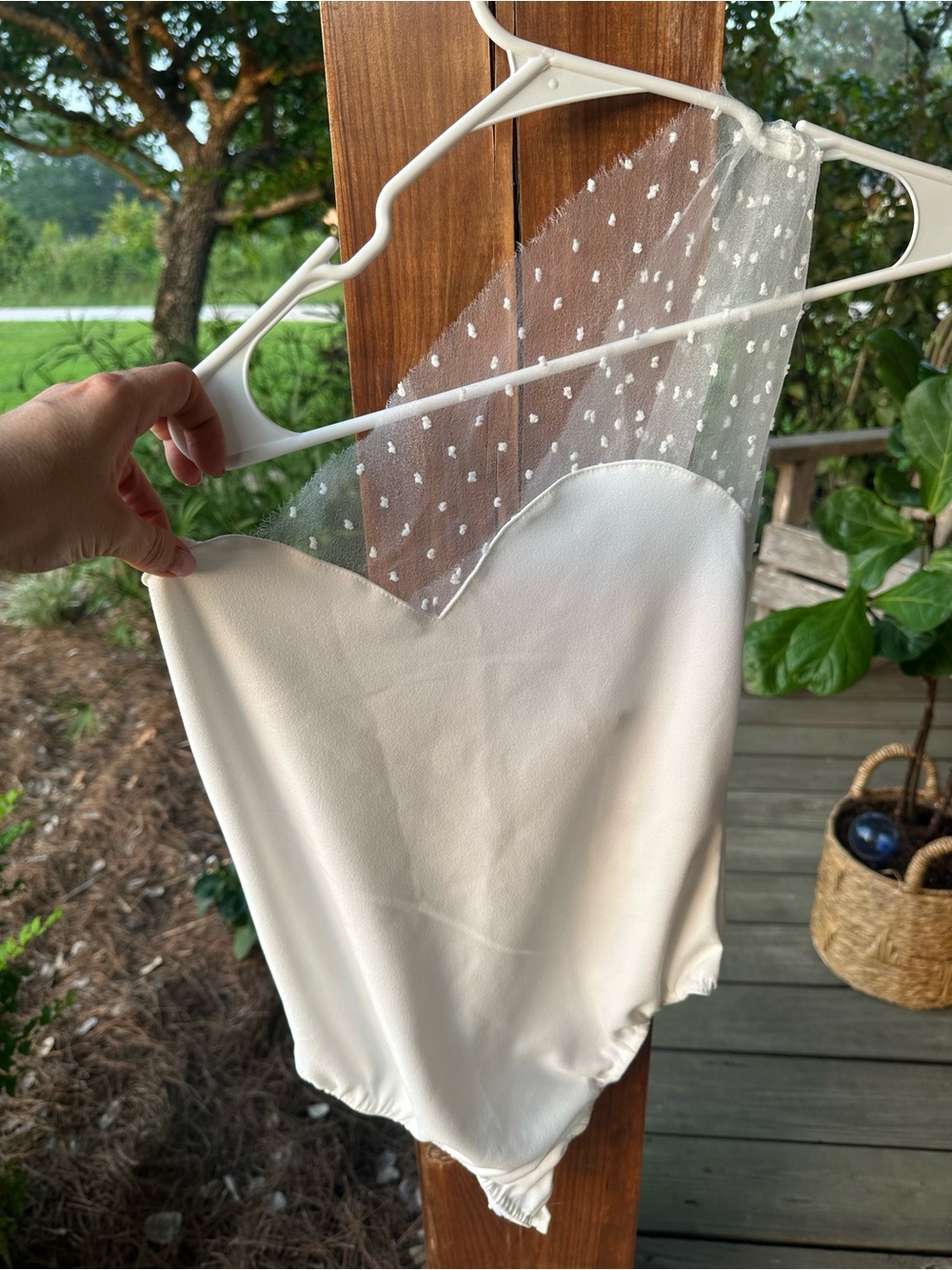 Boohoo white Sheer Polka Dot One-Shoulder Bodysuit